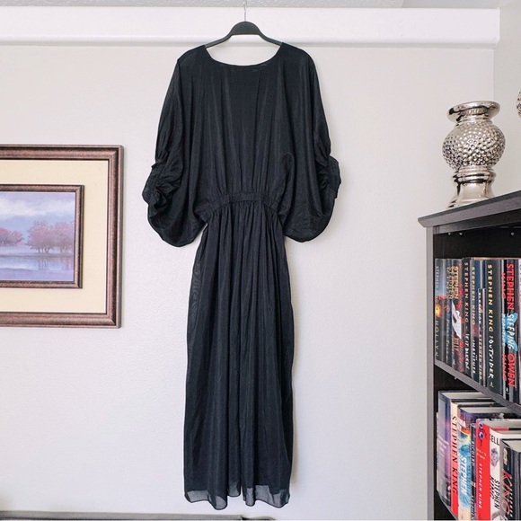 Banana Republic Eliana Cotton Silk Black Full Sleeve Dress Size Small - Picture 9 of 14